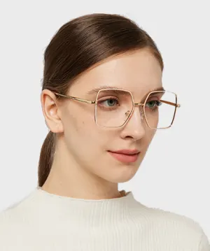 Alona champagne   Metal  Eyeglasses, model view