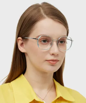 Lovely clear blue   Plastic  Eyeglasses, model view