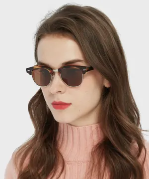 Leslie warm tortoise   Acetate  Sunglasses, model view