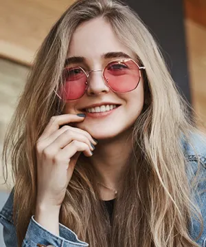 Megan pink   Metal  Eyeglasses, model view