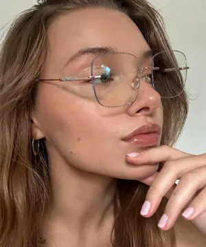 Sparkle rose gold silver   Metal  Eyeglasses, model view