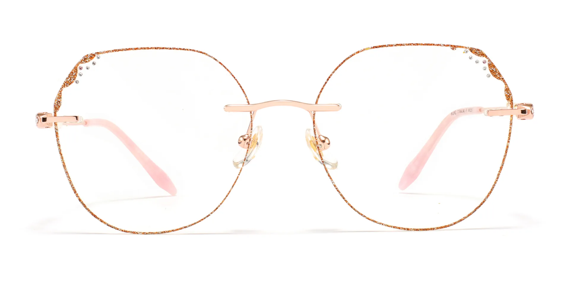 Golden Pearl Rose Gold Round Eyeglasses