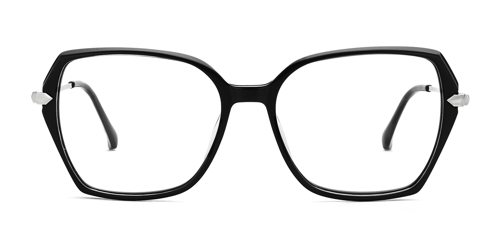 Louis Black Polygon Eyeglasses | CliCliMe.com