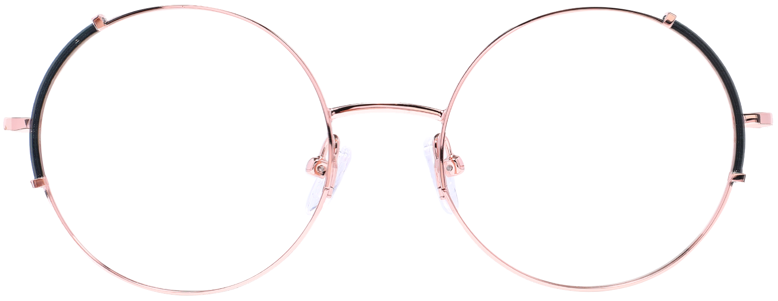 Kalloo Black & Rose Gold Round Eyeglasses