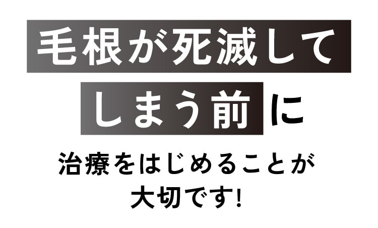 毛根が死滅してしまう前に治療を始めることが大切です。