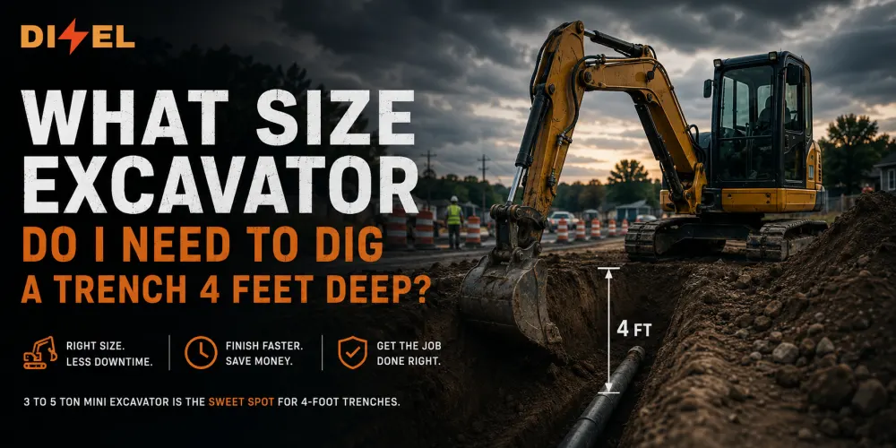 Infographic of choosing the right size excavator for 4' trench