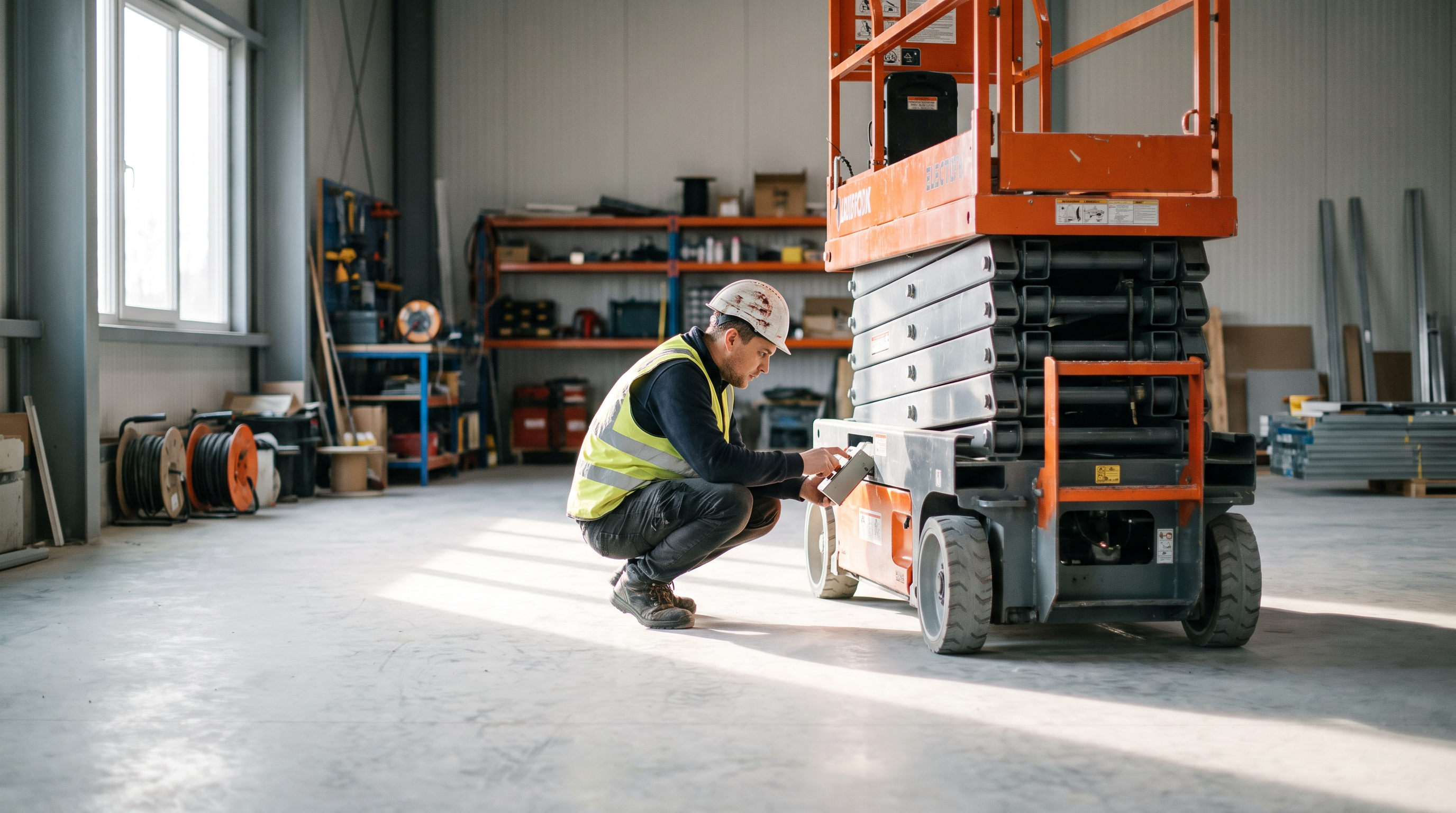 Scissor lift on concrete floor
