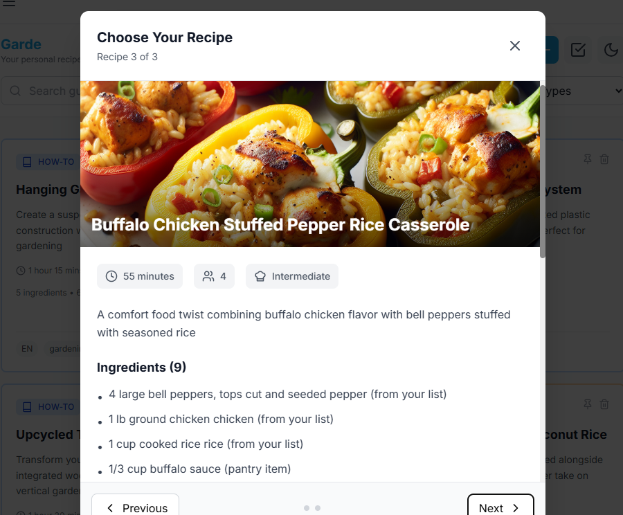 3/3 of recommended recipe on Garde recipe app