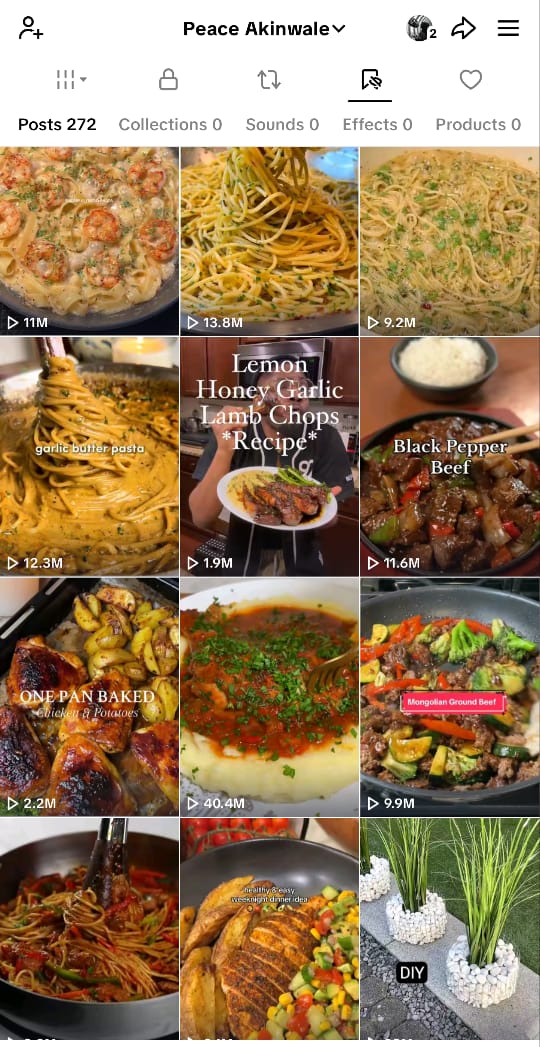 My saved recipe videos on TikTok