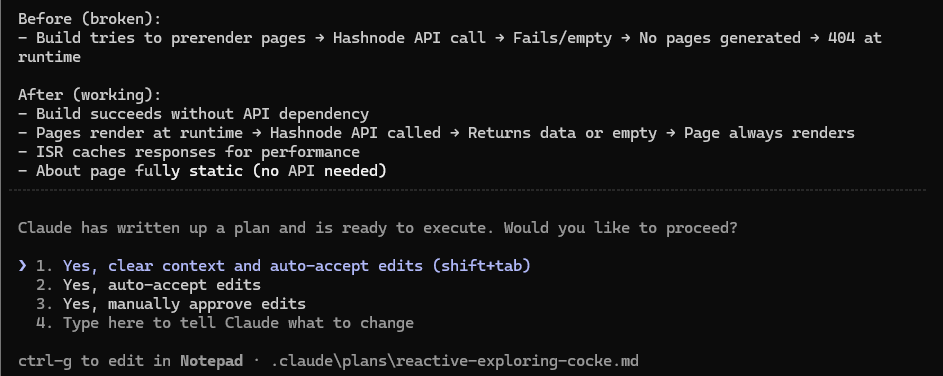 Claude Code showing the "Ready to code?" prompt with four options