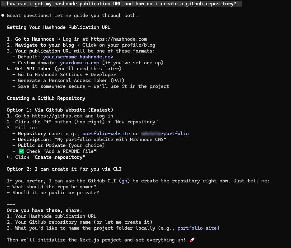 Asking Claude questions on how to create a github repo