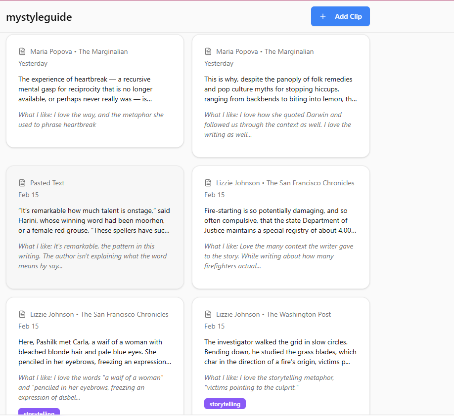 MyStyleGuide main page