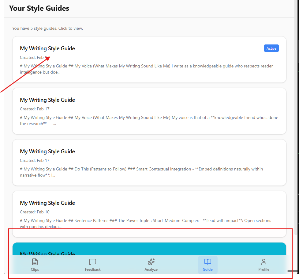 MyStyleGuide style analysis