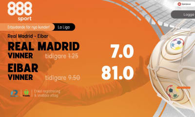 Erbjudande: 7x pengarna på Real Madrid hos 888 Sport i helgen!