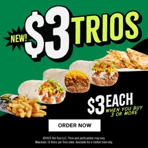Graphic text at the top reads 20 under $2 menu. Below are four menu item photos with text labels. The labelled menu items are Strawberry Sprite®, Chicken Tacos Del Carbon, Chicken Cheddar Rollers, and the Snack Queso Quesadilla. Below is a text in a box that reads view full menu. Fine print underneath states: Price and participation may vary. ©2023 The Coca-Cola Company. “Sprite” is a registered trademark of the Coca-Cola Company.