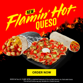 Graphic text at the top reads 20 under $2 menu. Below are four menu item photos with text labels. The labelled menu items are Strawberry Sprite®, Chicken Tacos Del Carbon, Chicken Cheddar Rollers, and the Snack Queso Quesadilla. Below is a text in a box that reads view full menu. Fine print underneath states: Price and participation may vary. ©2023 The Coca-Cola Company. “Sprite” is a registered trademark of the Coca-Cola Company.