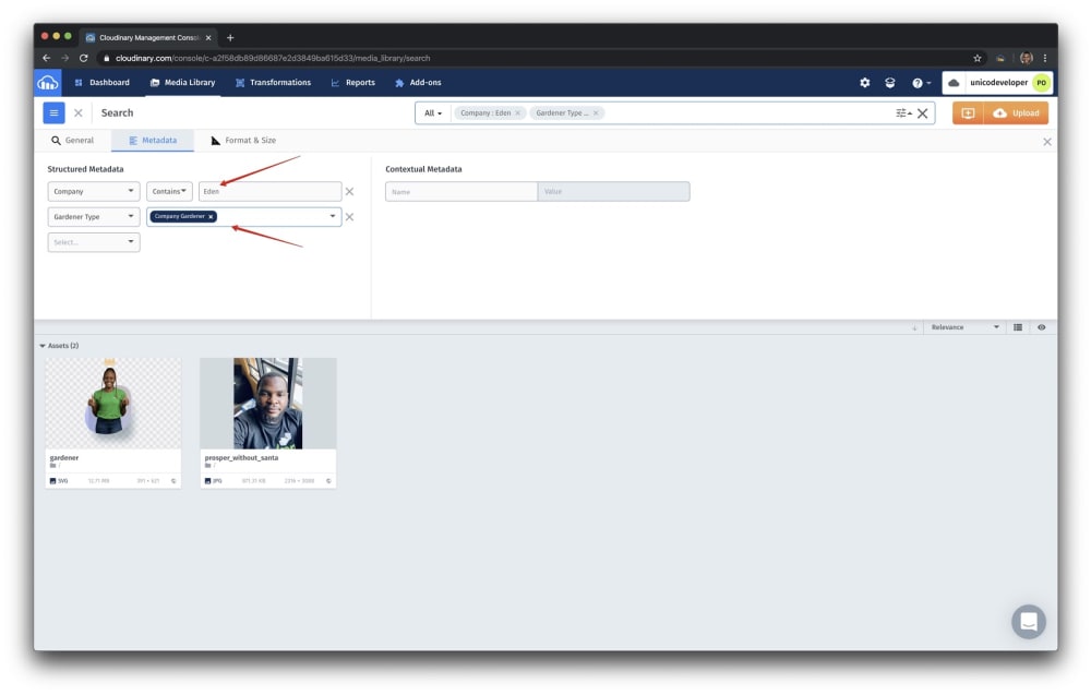 Search by Company and Gardener Type Structured Metadata