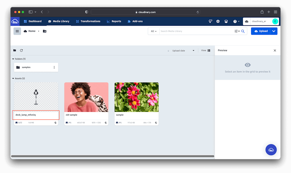 Choosing the model from your media library