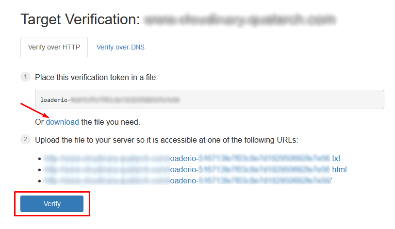 Download verification file in Loader.io