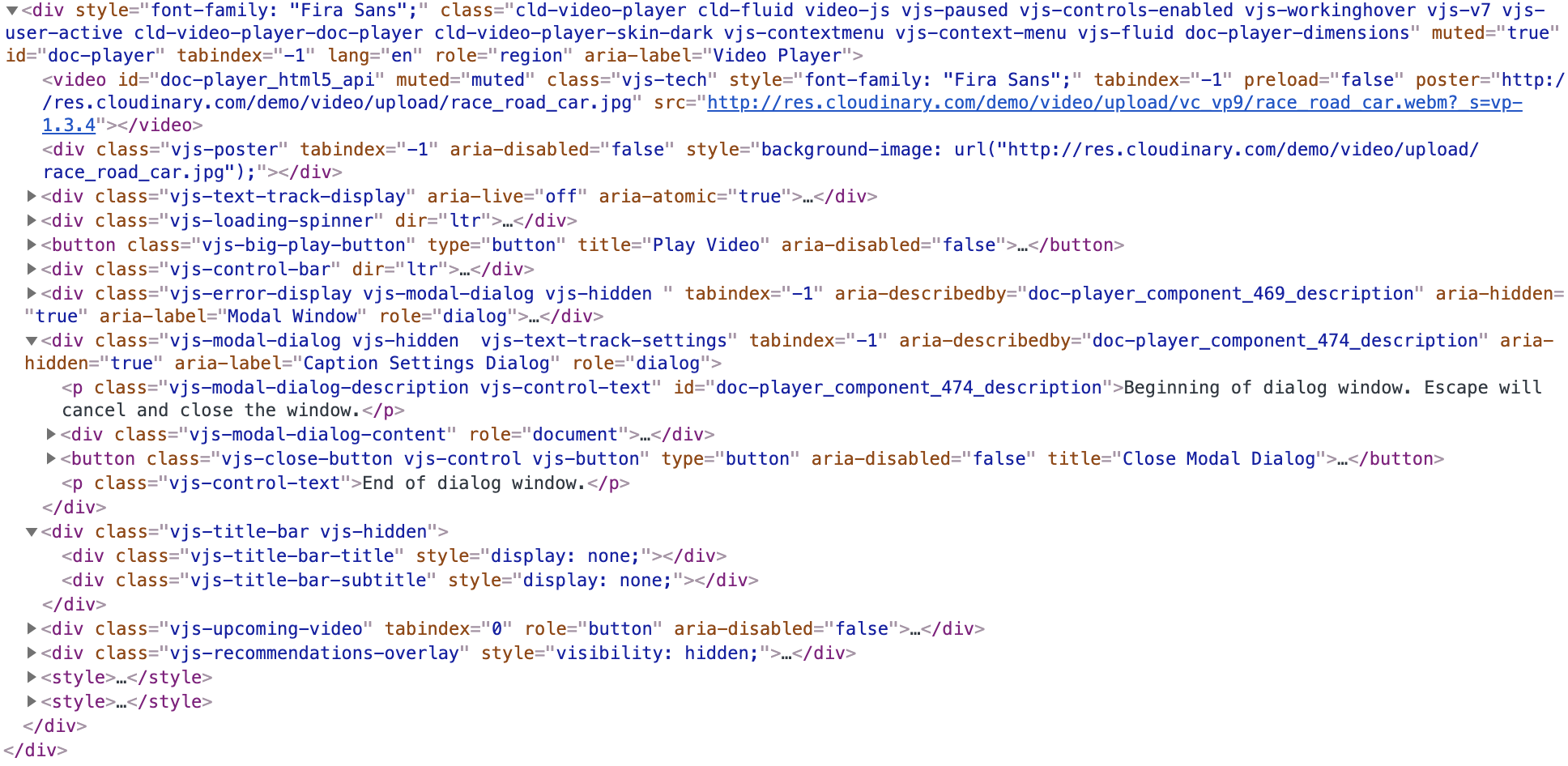 video player elements