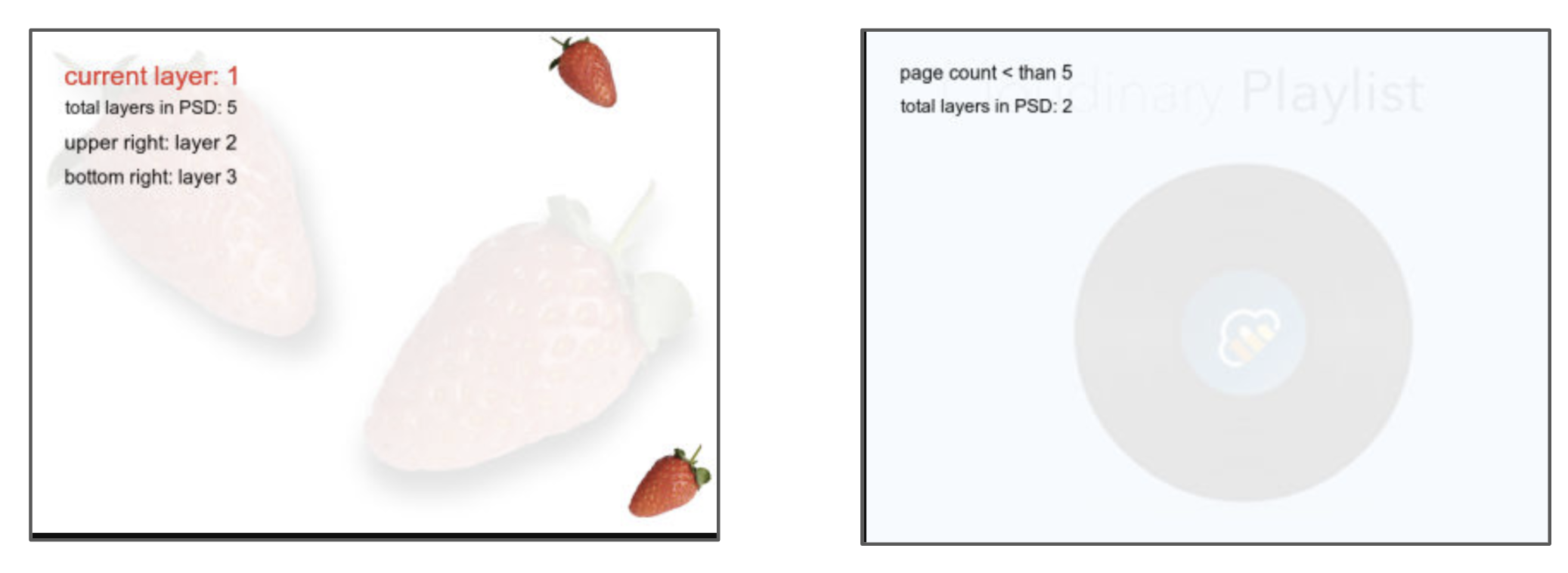 2 PSDs with different layer counts