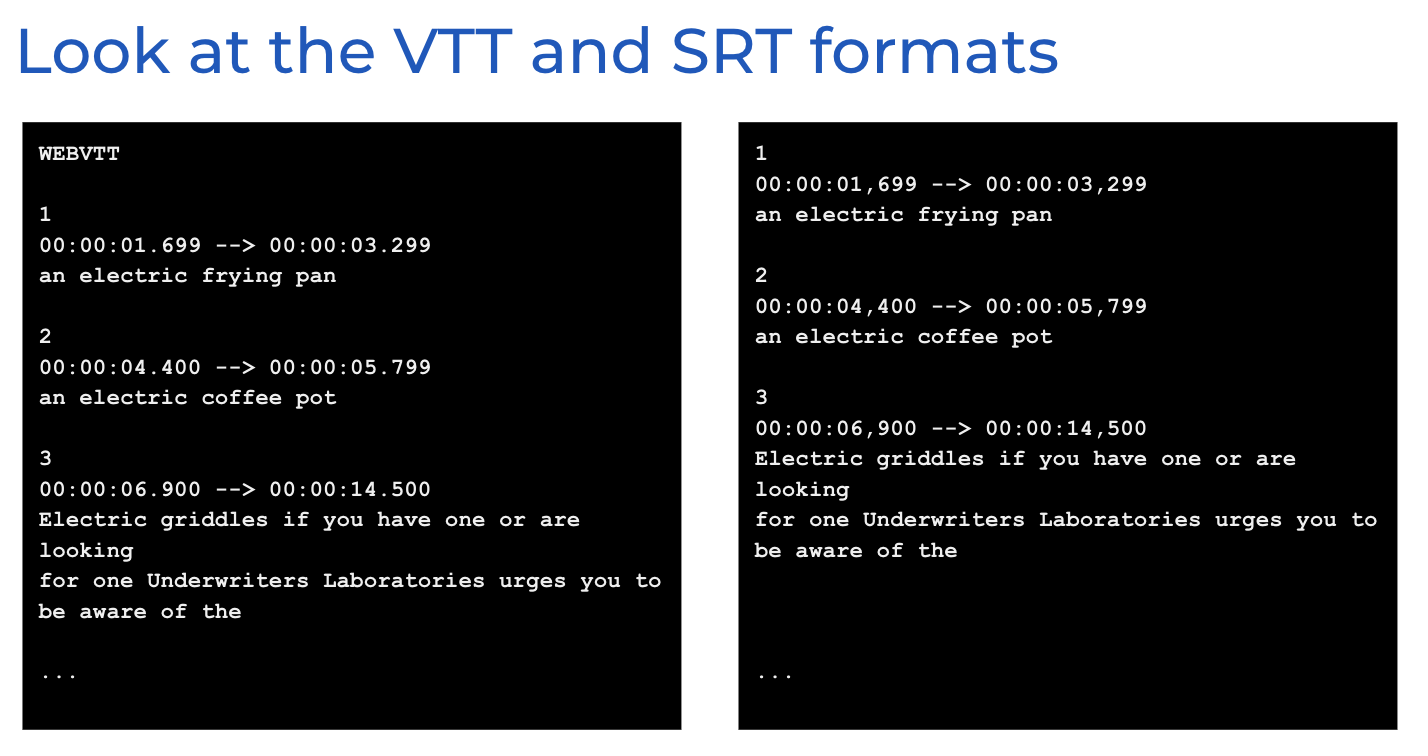 Compare SRT and VTT formats