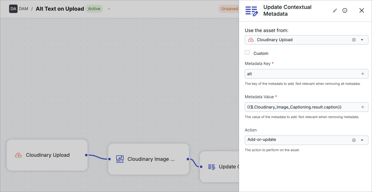 Invoking AI captioning using MediaFlows
