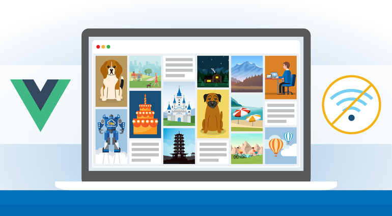 Offline First Masonry Grid Showcase with Vue
