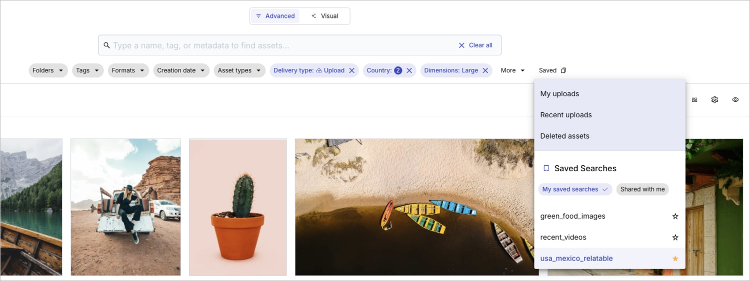 Access saved searches