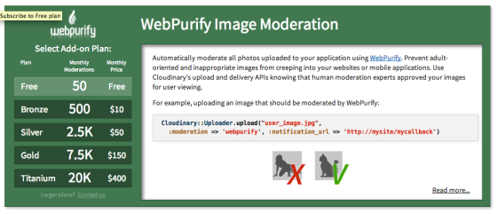 WebPurify Cloudinary Add-on