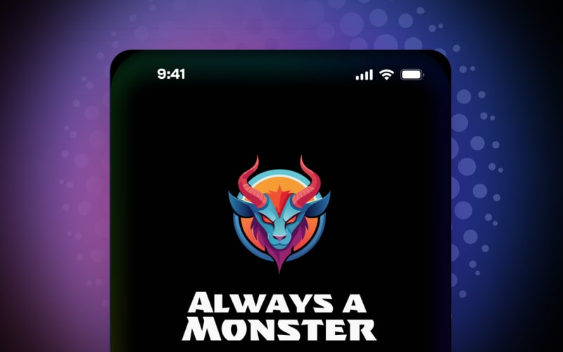 Always a Monster app splash screen with the horned monster crest