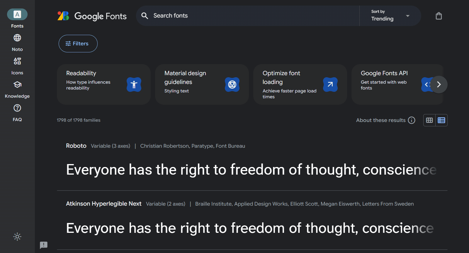 Thumbnail of Google Fonts