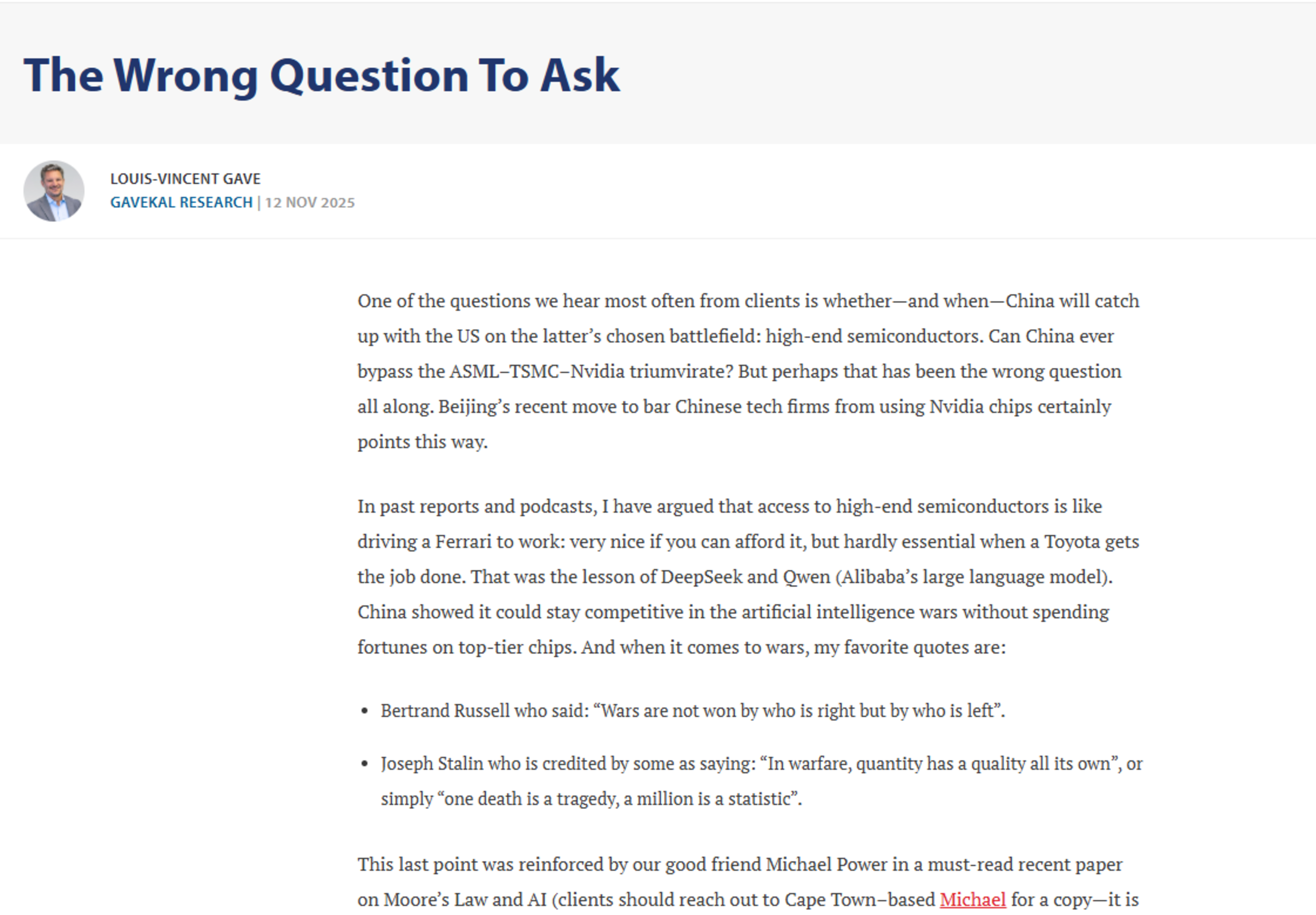 The Wrong Question To Ask | 12 Nov 2025 | Louis-Vincent Gave | Gavekal Research