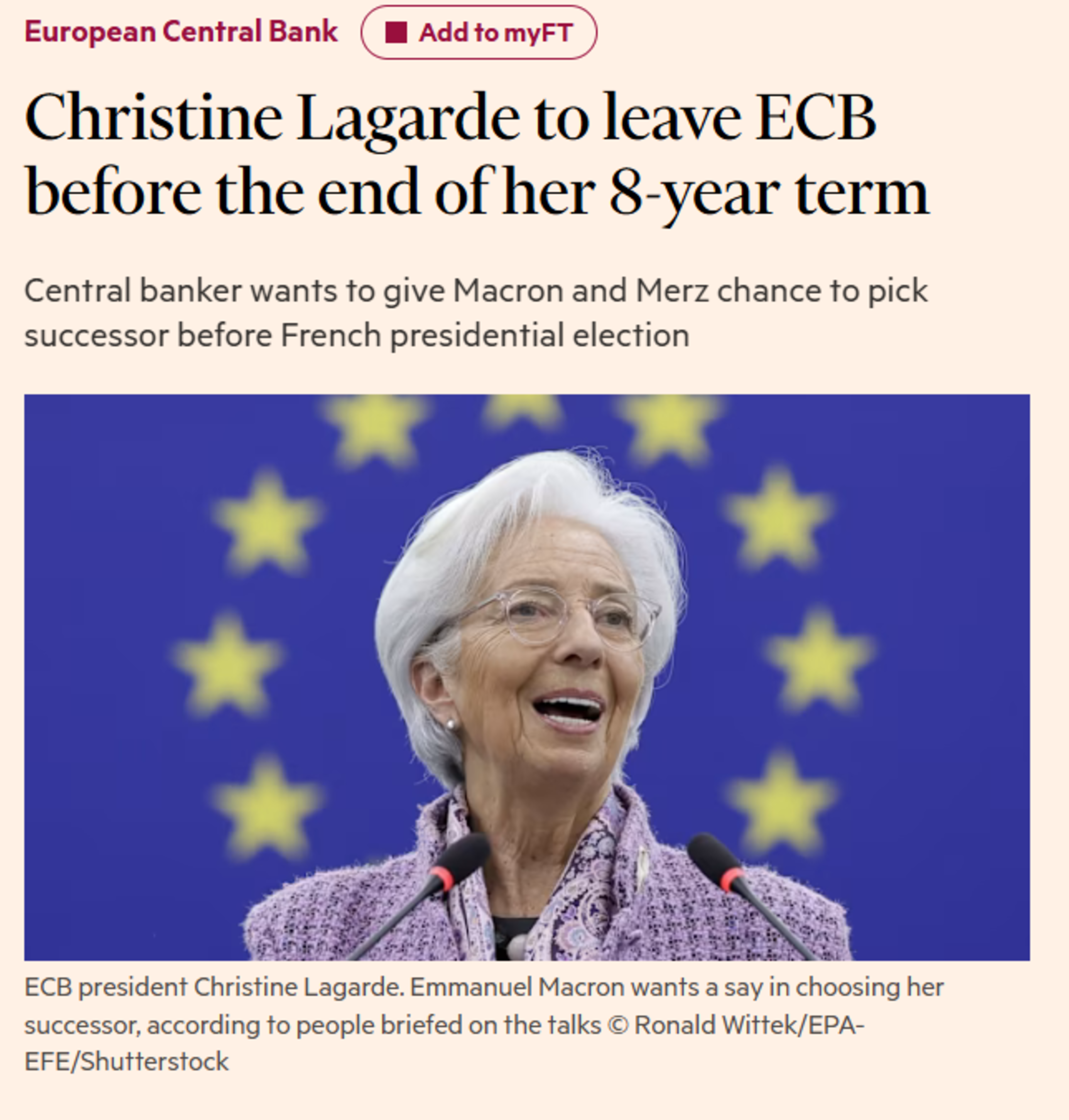 Christine Lagarde to leave ECB before the end of her 8-year term