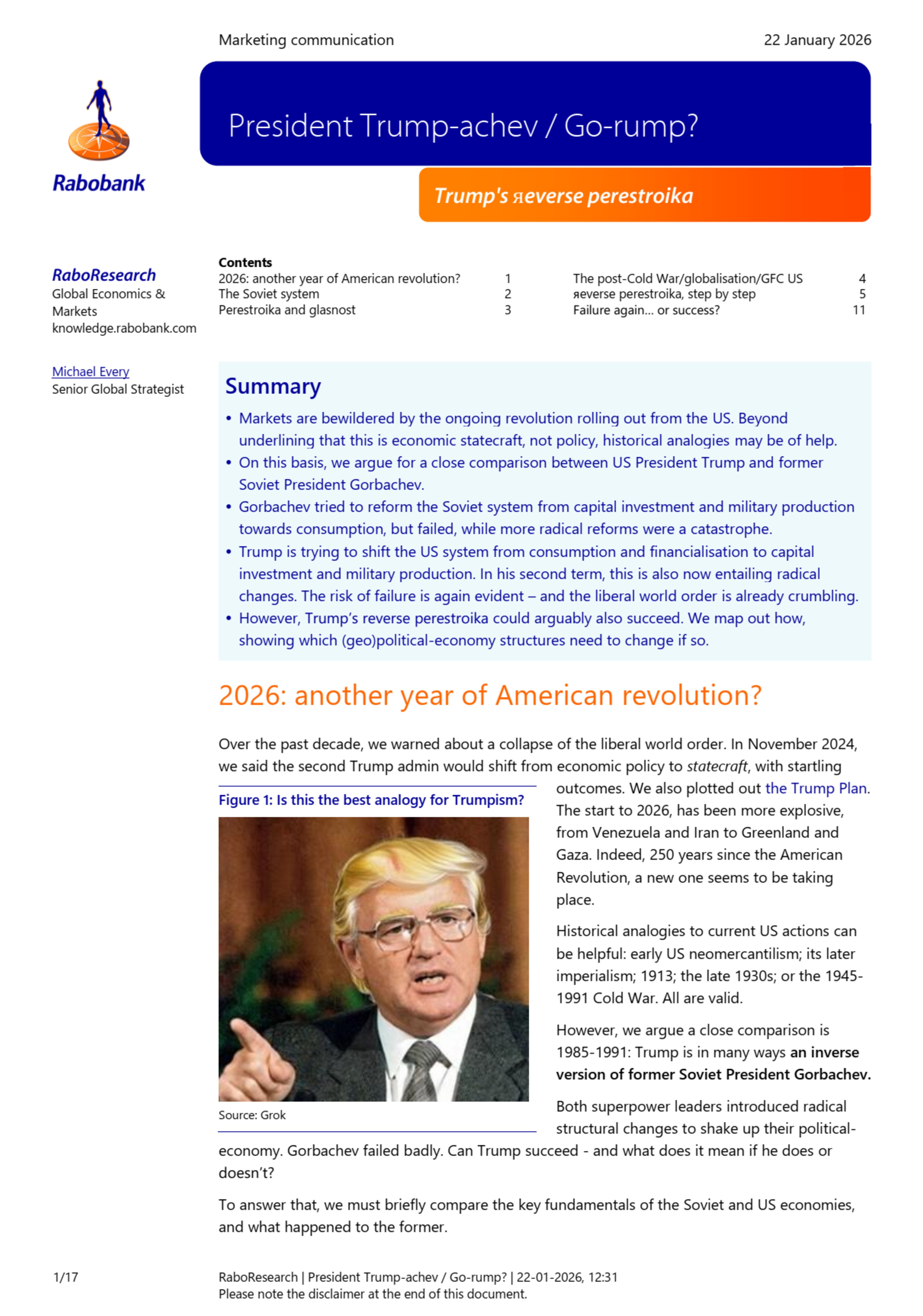 President Trump-achev / Go-rump? Trump's яeverse perestroika | 22 Jan 2026 | Michael Every | Rabobank