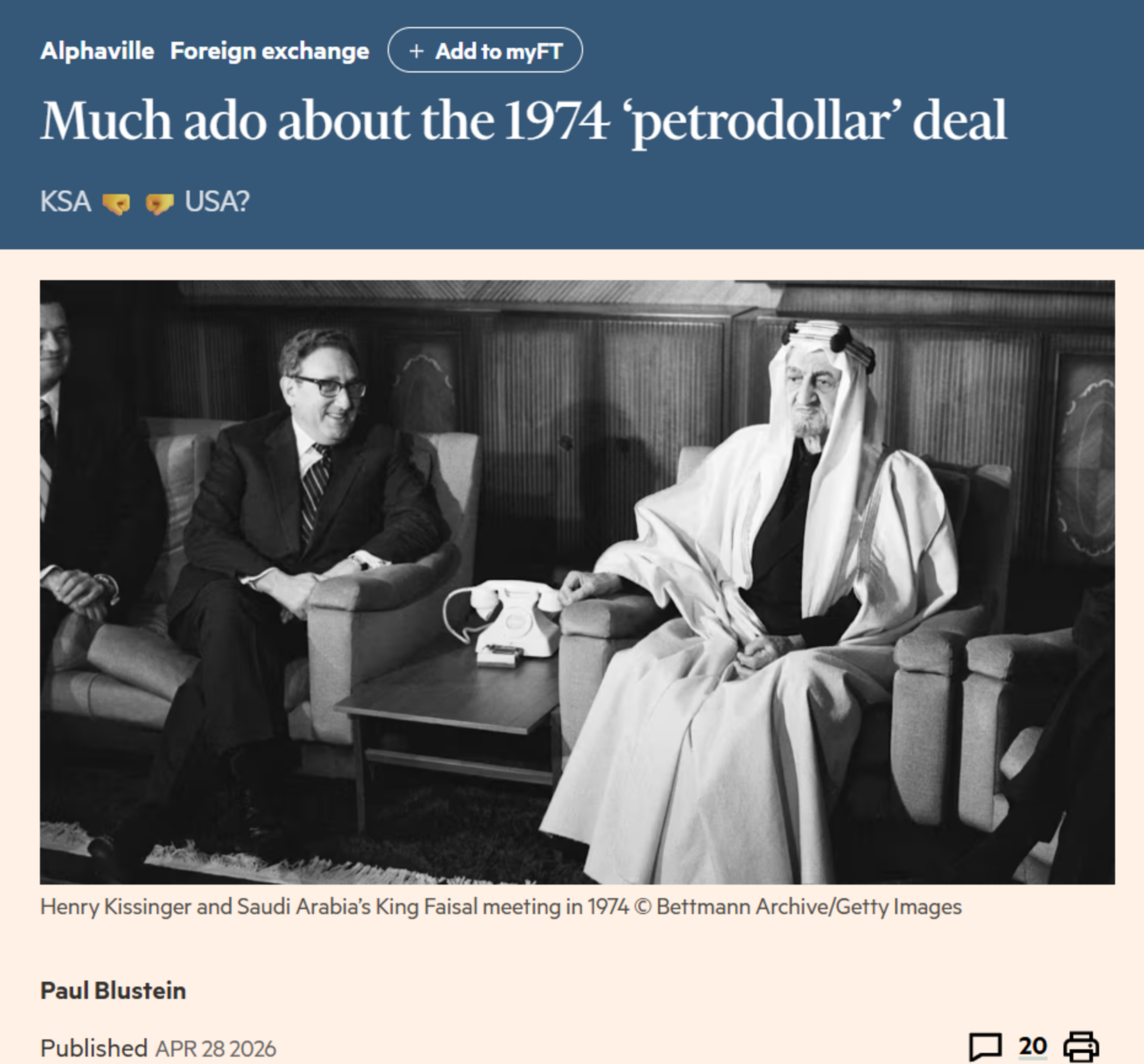 Much ado about the 1974 ‘petrodollar’ deal | FT Alphaville
