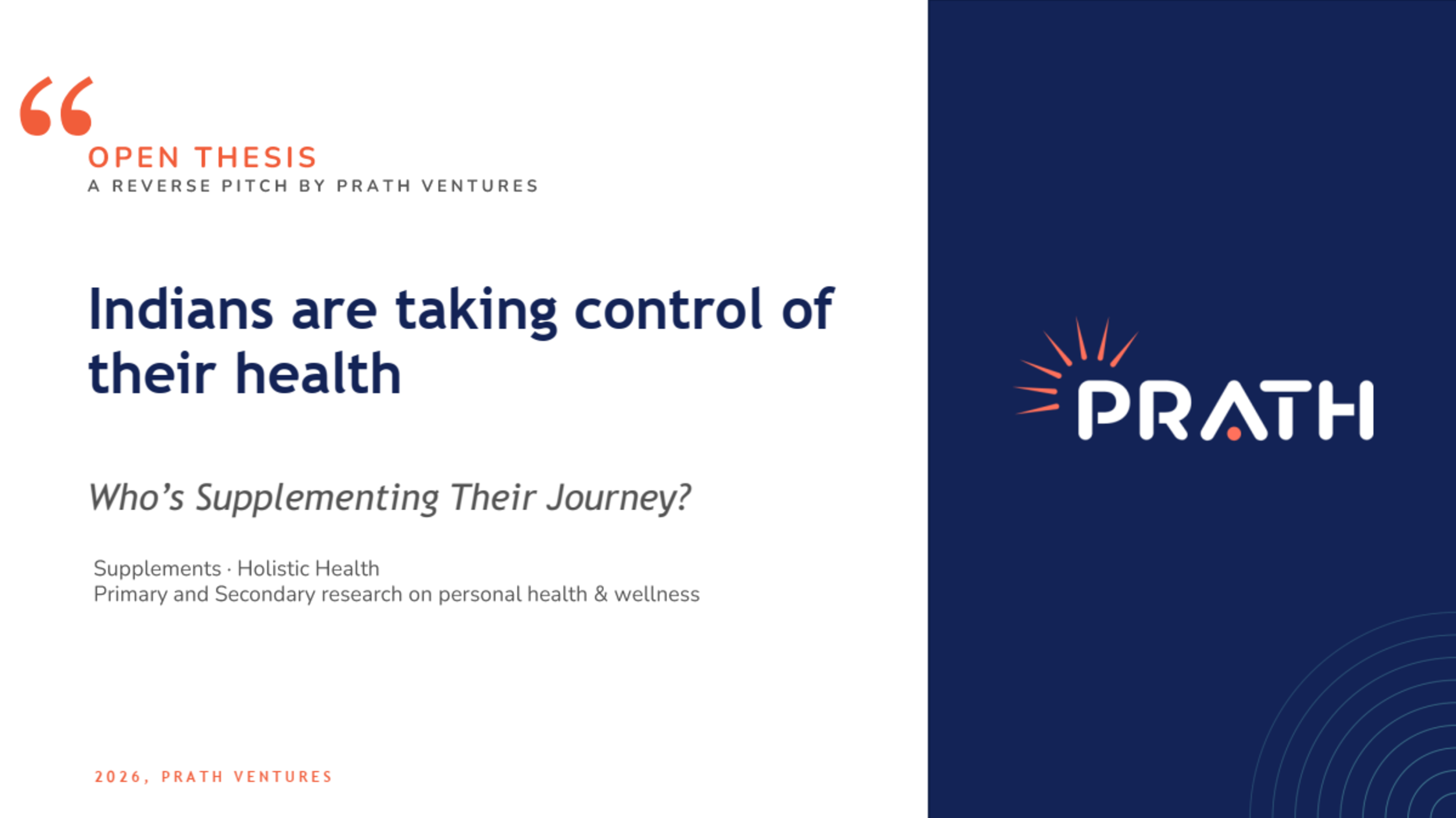 Prath Ventures: Health and Wellness Thesis | Saptarishi Sen
