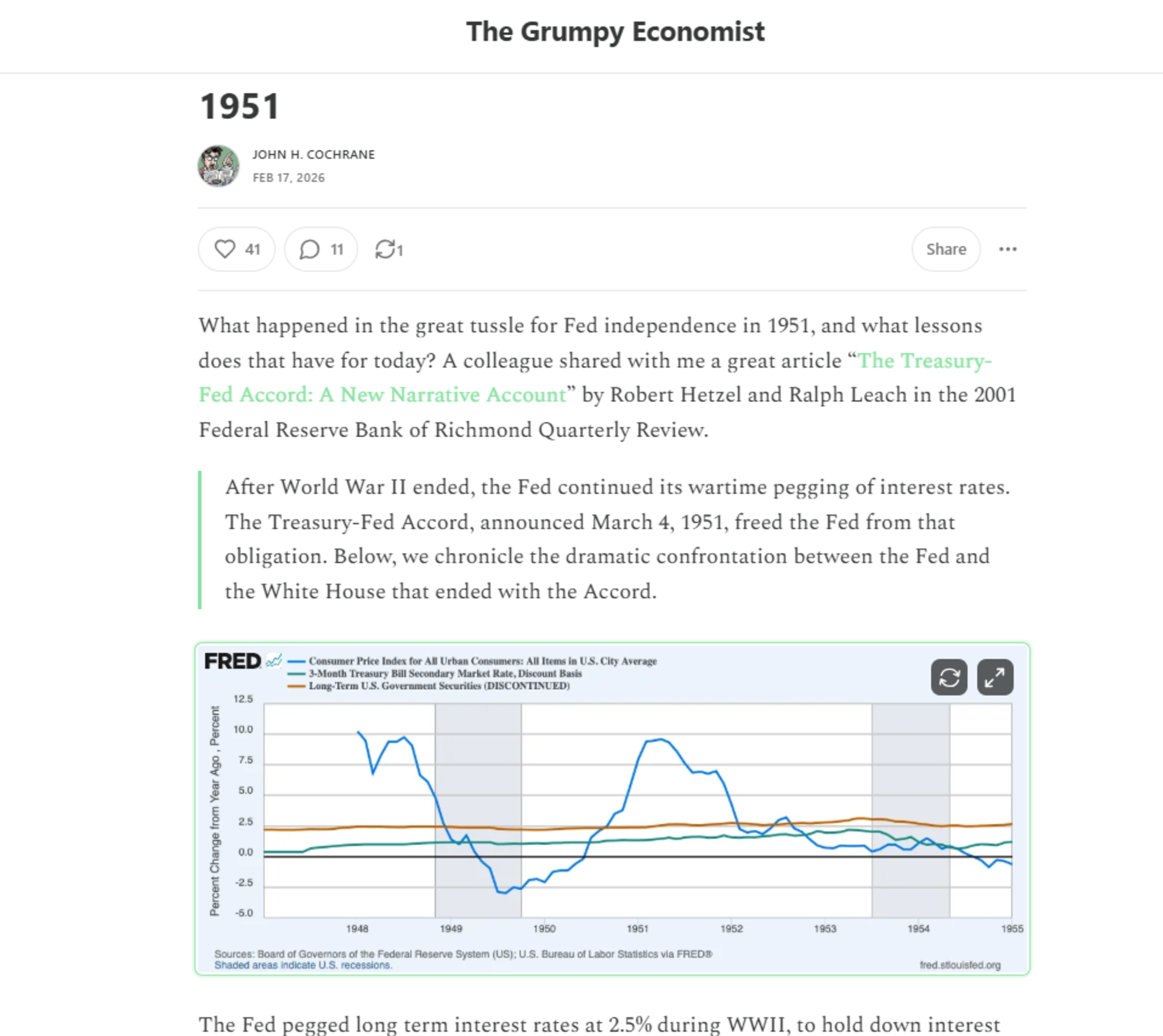 1951 | John H. Cochrane | Feb 17, 2026 | The Grumpy Economist