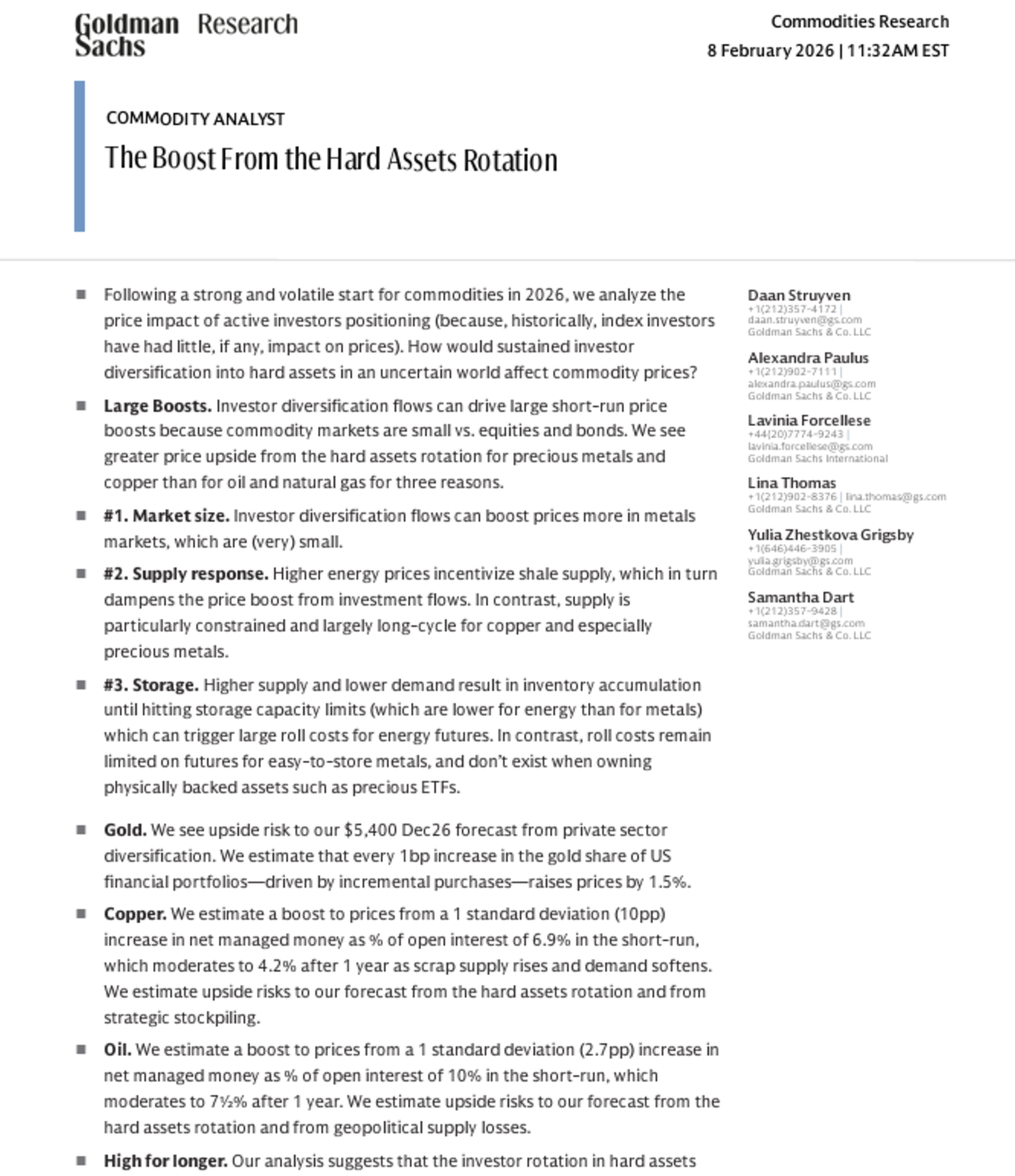 The Boost From the Hard Assets Rotation | Goldman Sachs Research | Commodities | 8 February 2026