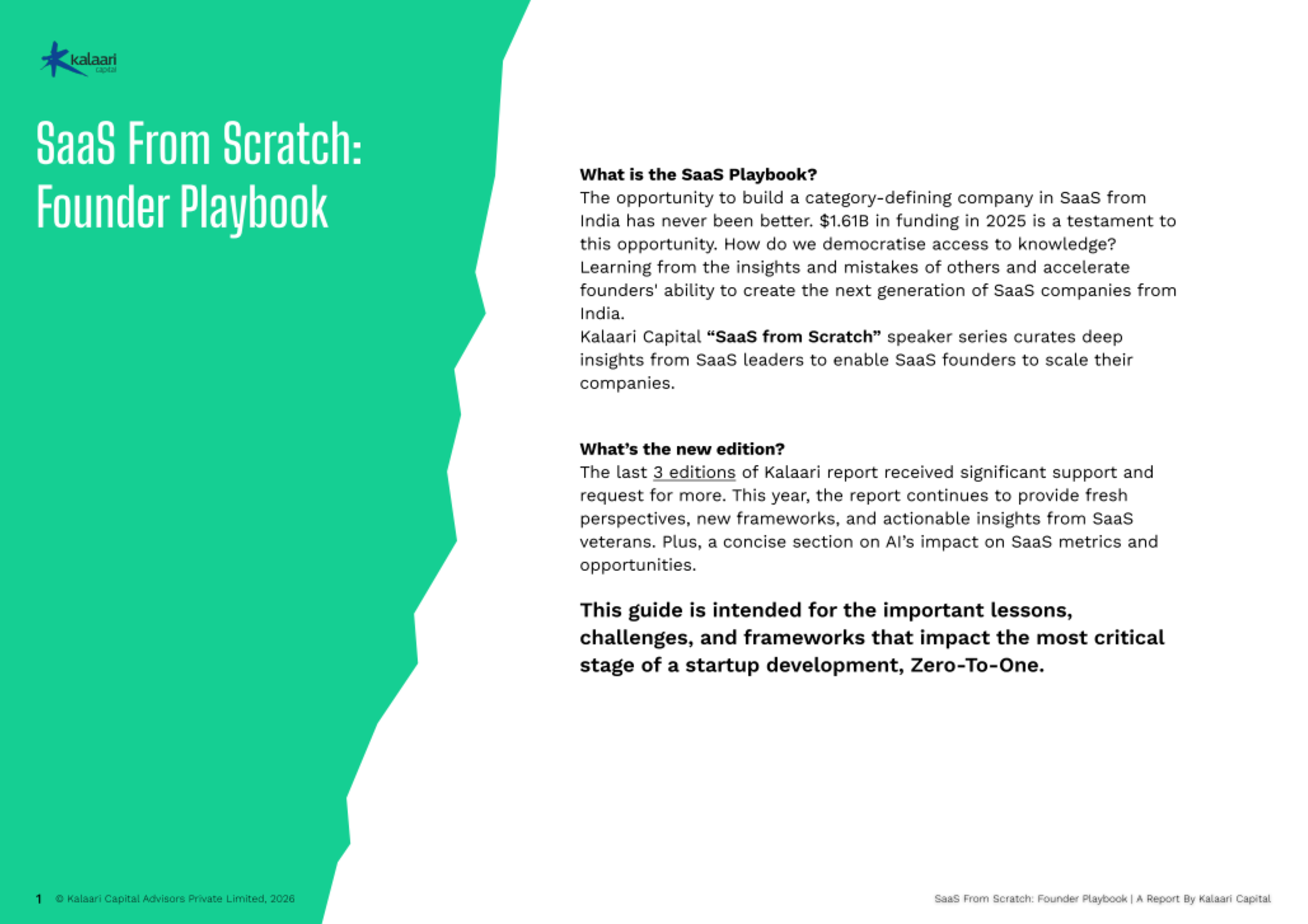 SaaS From Scratch: Founder Playbook | 2026 | Kalaari Capital