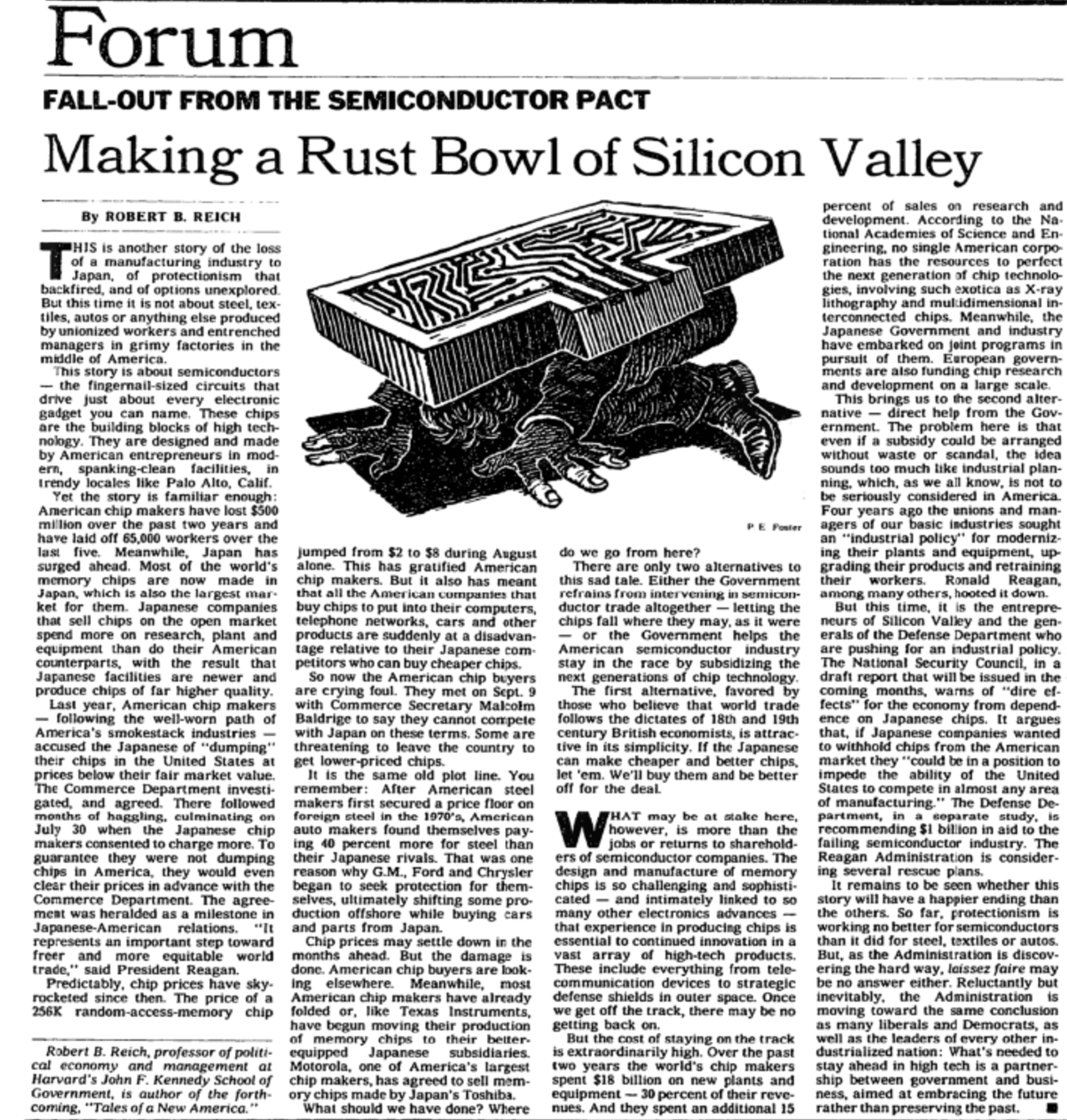 Fall-out from the Semiconductor Pact; Making a rust bowl of Silicon Valley by Robert B. Reich | Oct. 12, 1986 | New York Times