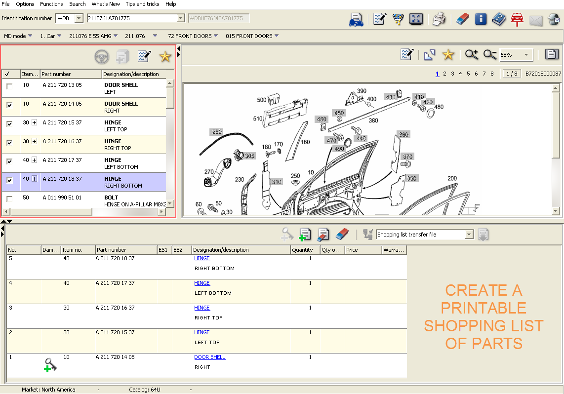 ELECTRONIC PARTS CATALOG (EPC) OFFERS SAVABLE SHOPPING CARTS AS WELL AS EXPLODED DIAGRAMS FOR EASE OF USE.