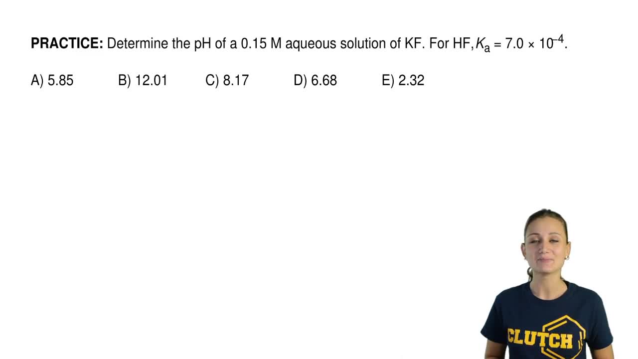 Determine The Ph Of A 0 15 M Aqueous Solution Of Kf For Hf Ka 7 0 10