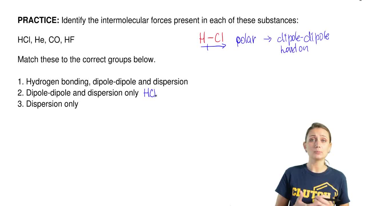 Identify The Intermolecular Forces Present Clutch Prep