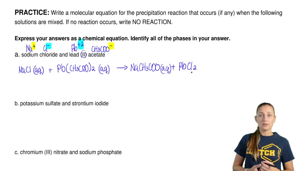 Write A Molecular Equation For The Precipi Clutch Prep