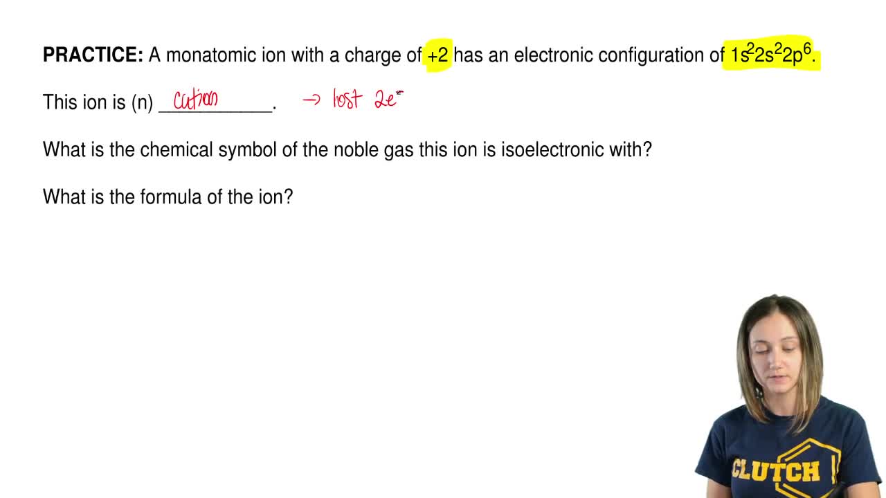 A Monatomic Ion With A Charge Of 2 Has An Clutch Prep