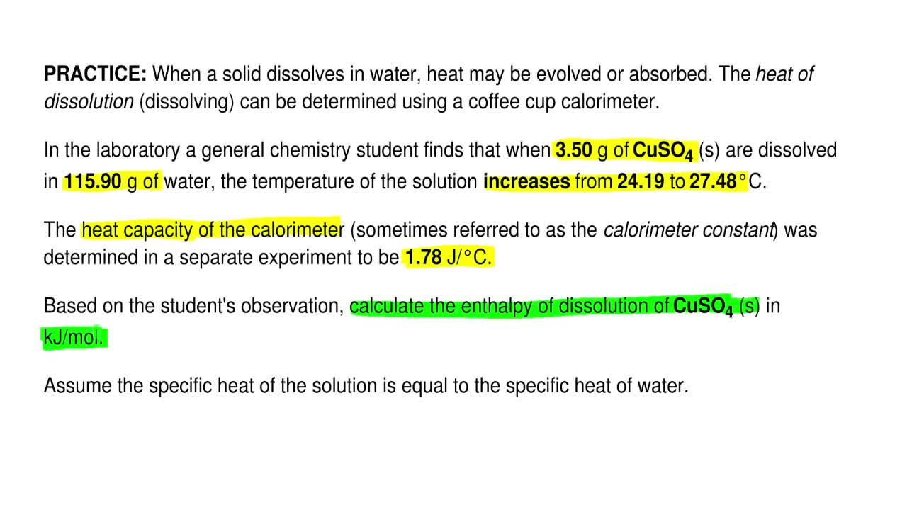 When A Solid Dissolves In Water Heat May Clutch Prep