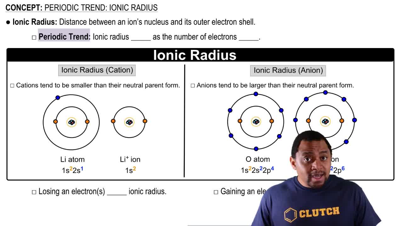 The Ionic Radii Of The Ions S2 Cl And Clutch Prep