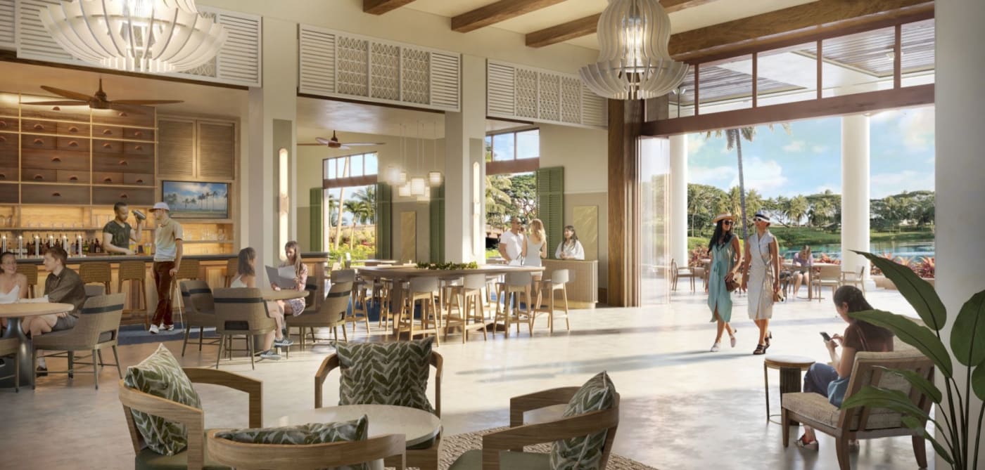 Künstlerische Darstellung des Restaurants und der Bar im Hale Hōkūala Kauaʻi