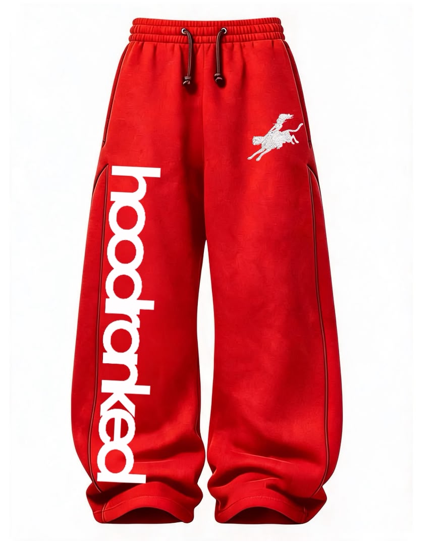 HOODRANKED STAMPED PANT RED